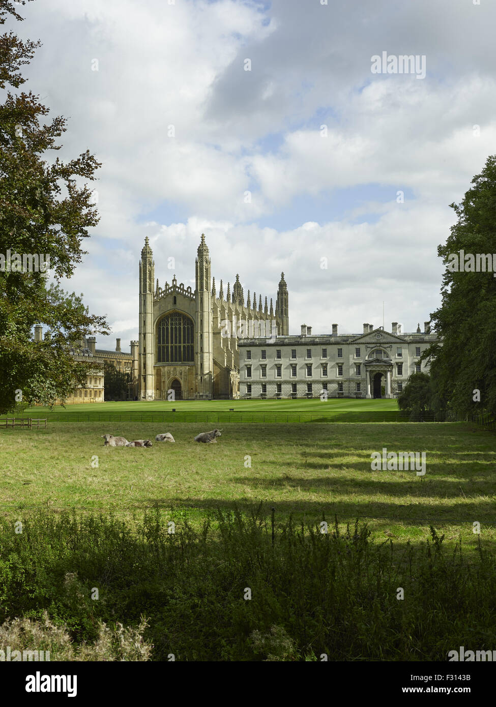 Cambridge University, King's College Chapel Exterior seen from The Backs Stock Photo