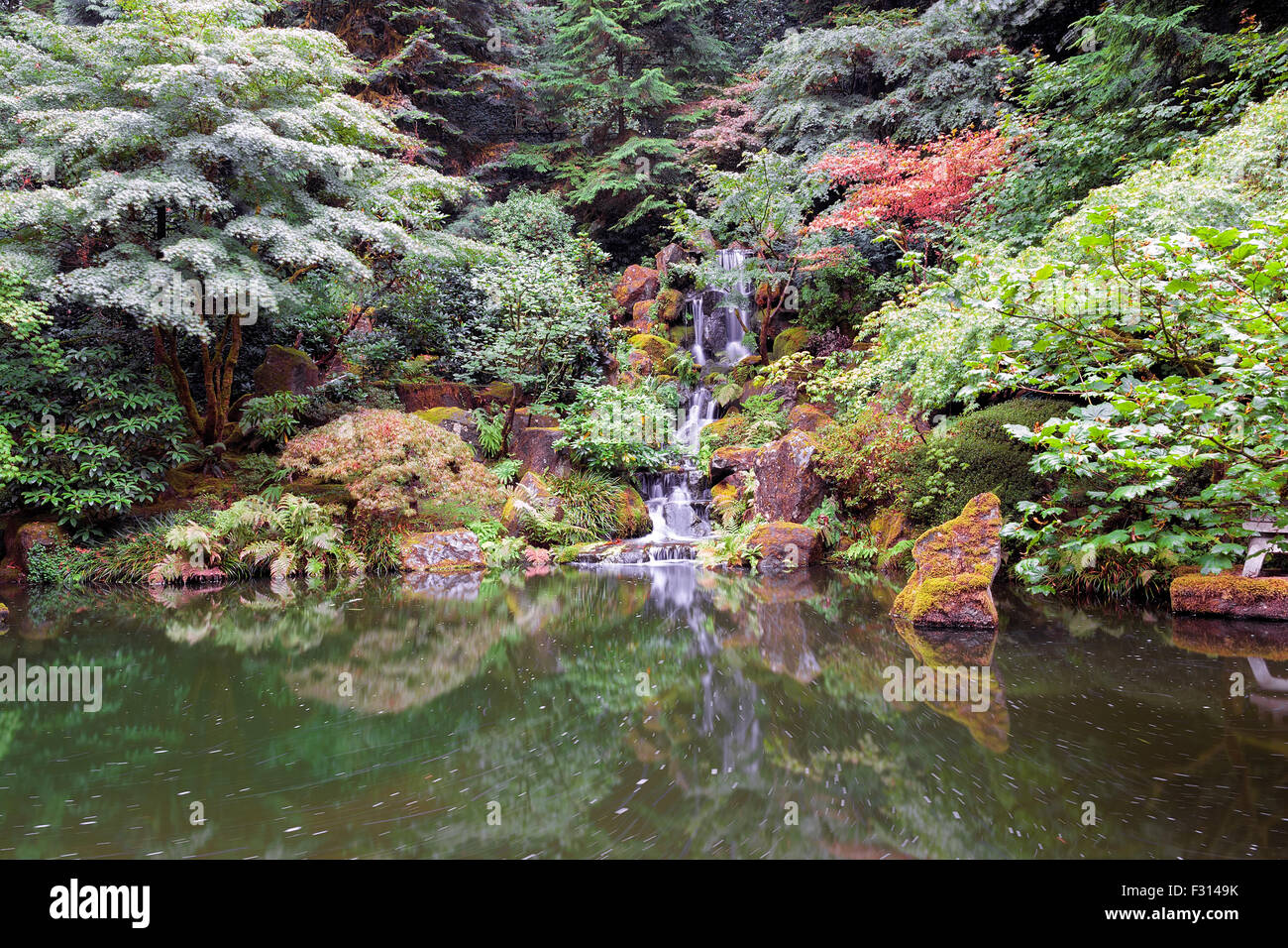 Heavenly Falls at Portland Japanese Garden Stock Photo