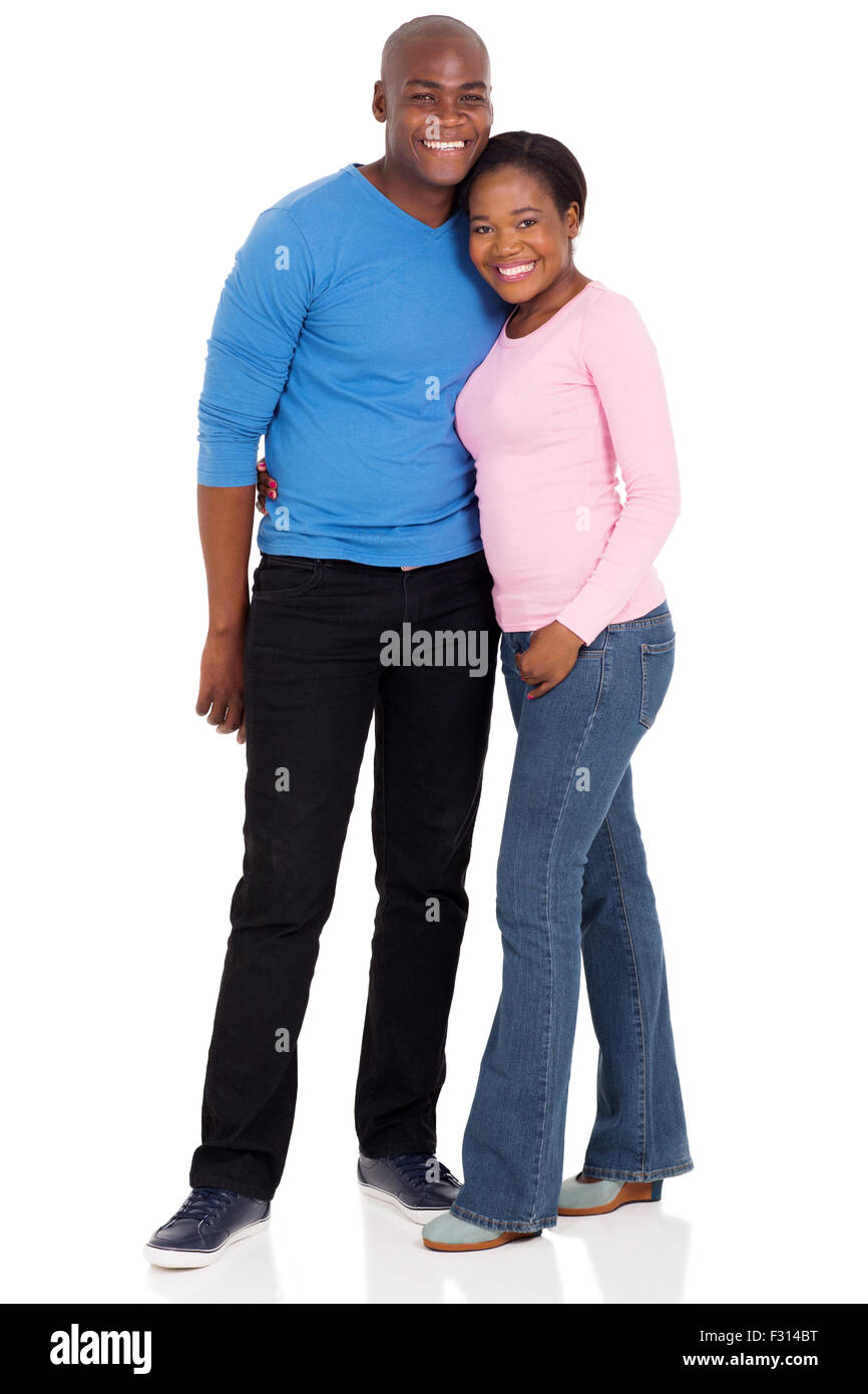 portrait of cute young afro American married couple isolated on white ...