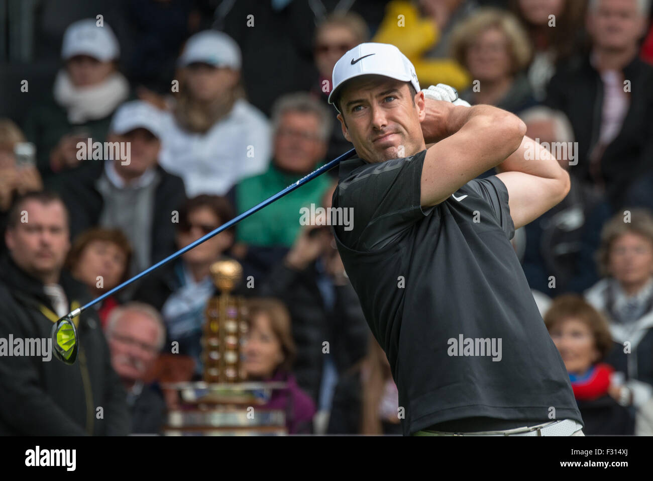 Professional golfer Ross Fisher of England in action during the