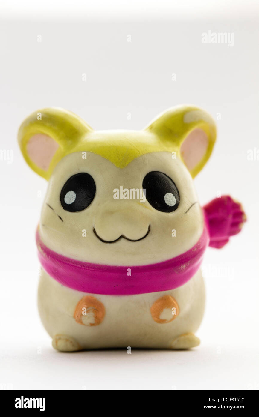 Japanese plastic Hamtaro hamster character, Pashimina, from the Ham-Ham gang, hamster. Anime figures. Stock Photo