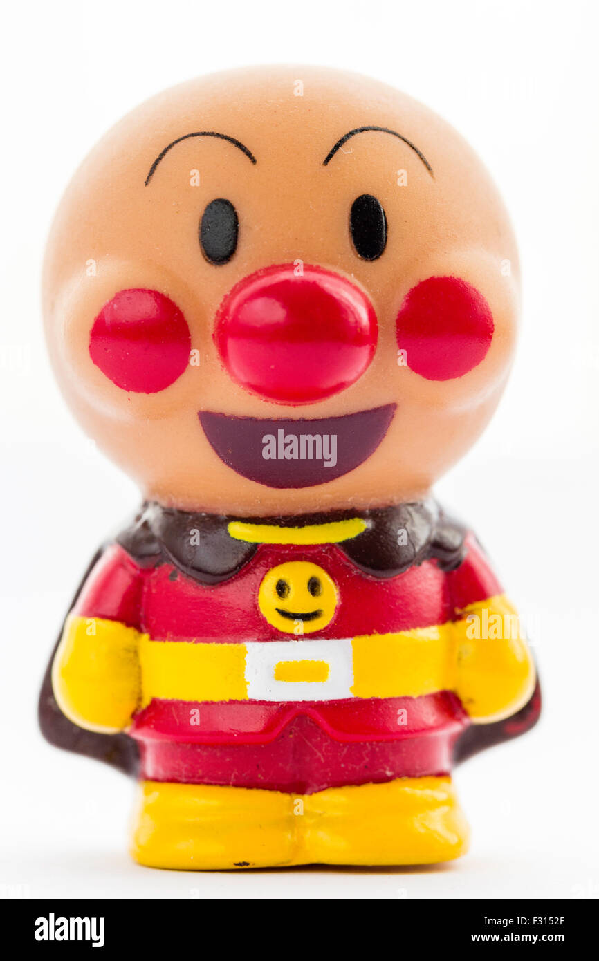 Anpanman Japanese famous anime cartoon character from the Anpanman series.  Plastic model against white background Stock Photo - Alamy