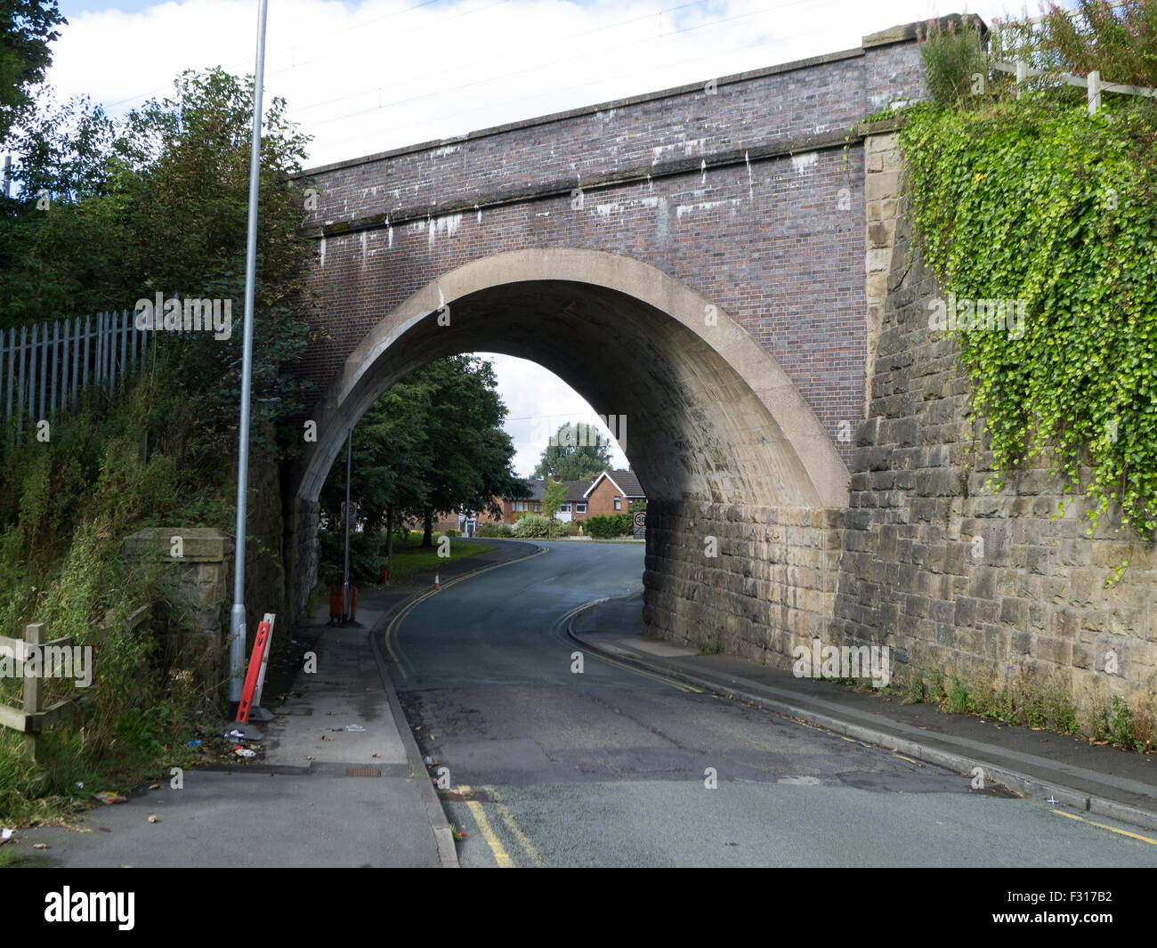Bridge over street, Oldham, Lancashire Stock Photo
