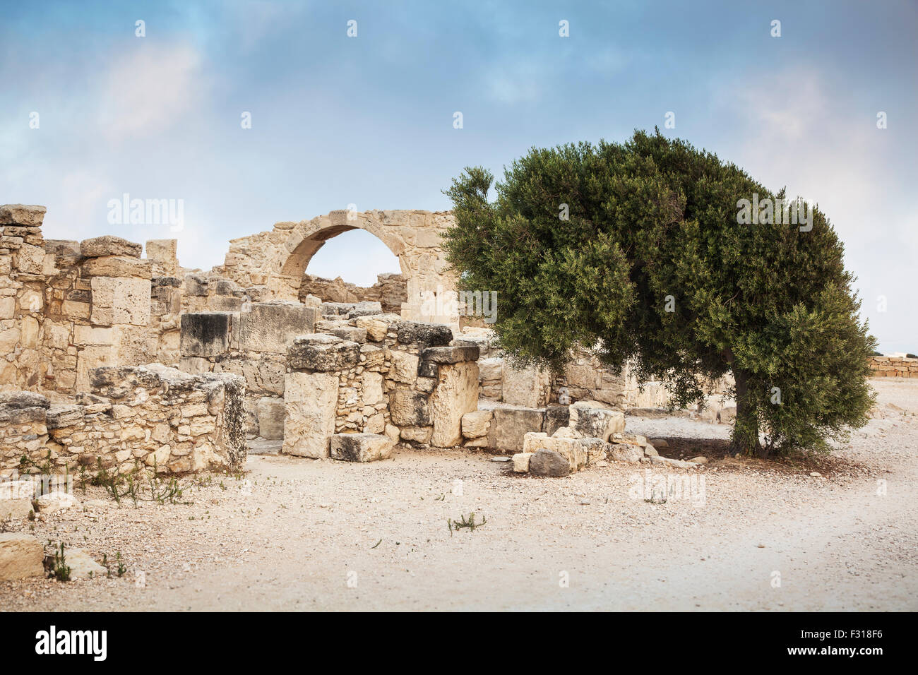 Limassol District, Kourion, Cyprus - July 18, 2015: Antique Ruins Kourion Archaeological Site Stock Photo