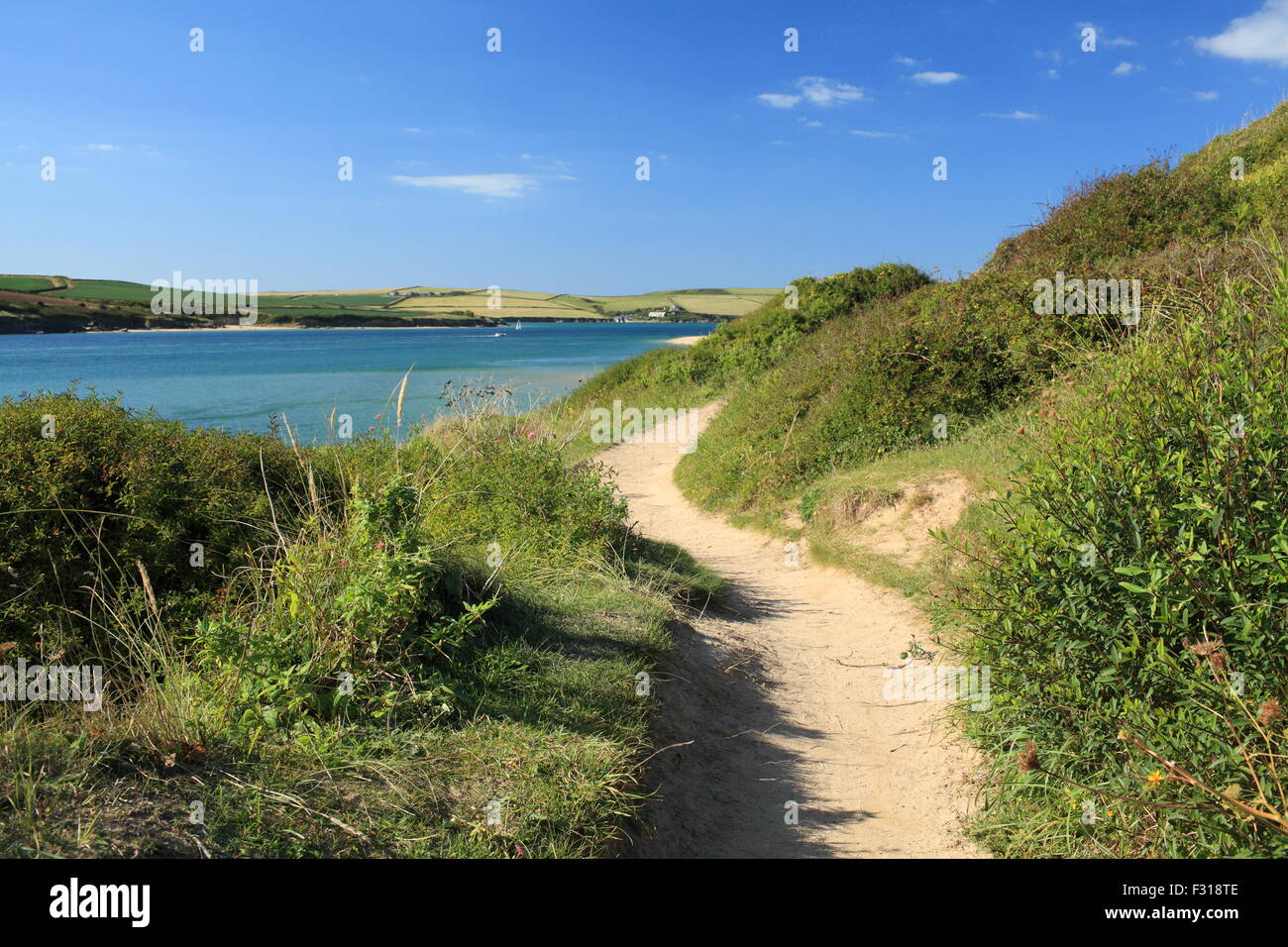 Camel estuary view from Rock to Polzeath coastal path, Padstow, North