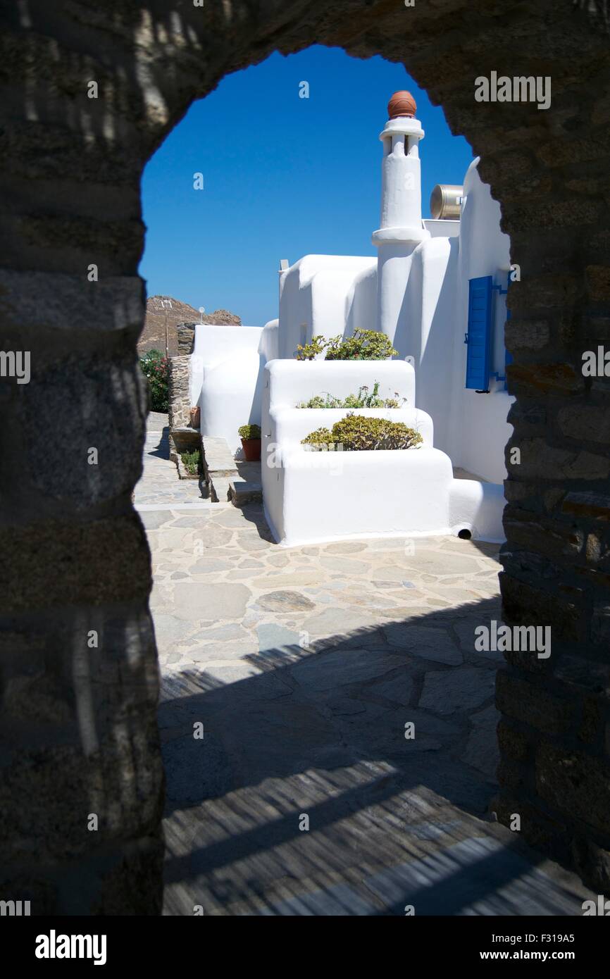 traditional typical Greek buildings blue white Stock Photo Alamy