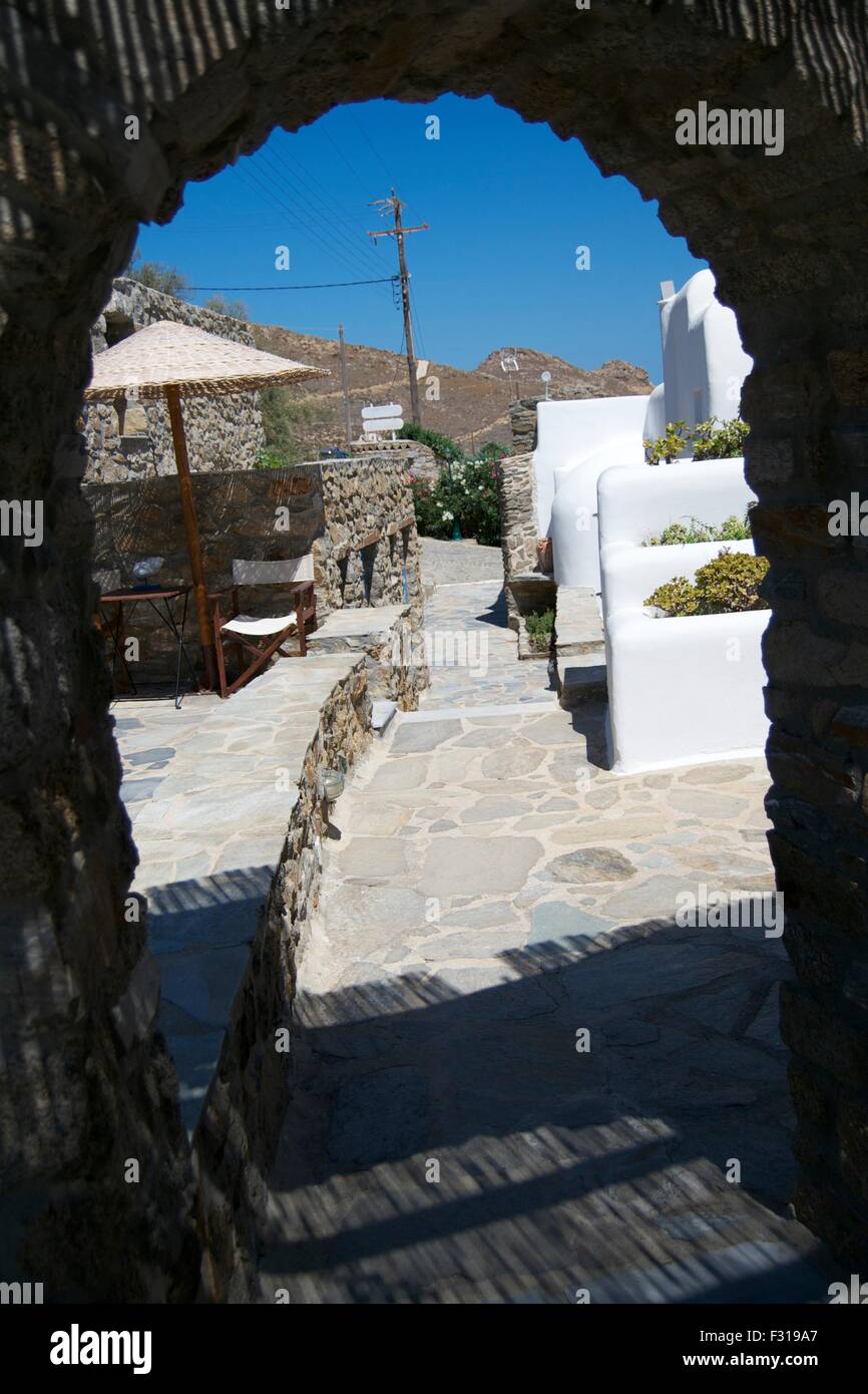 traditional typical Greek buildings blue white Stock Photo Alamy