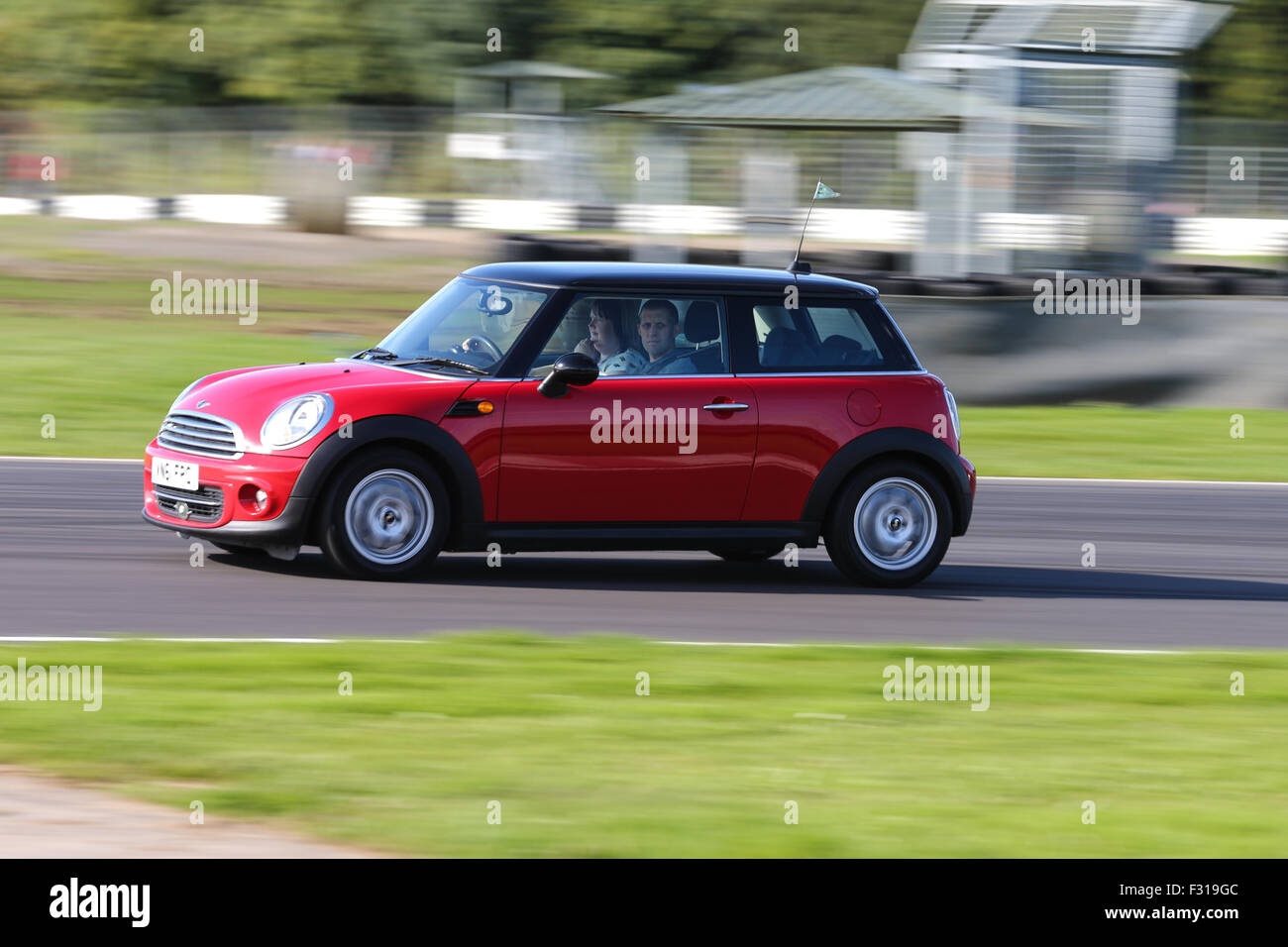 A Mini on track at Castle Combe Circuit's Mini Action Day Stock Photo