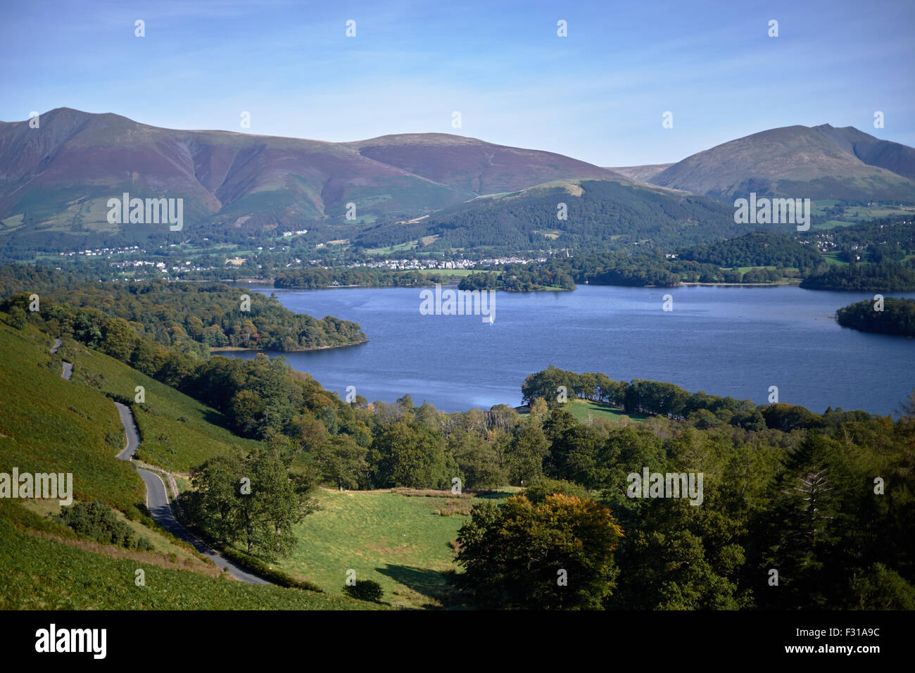 Saddleback / Blencathra and the Northern Fells across Derwent Water in the Lake District, UK Stock Photo