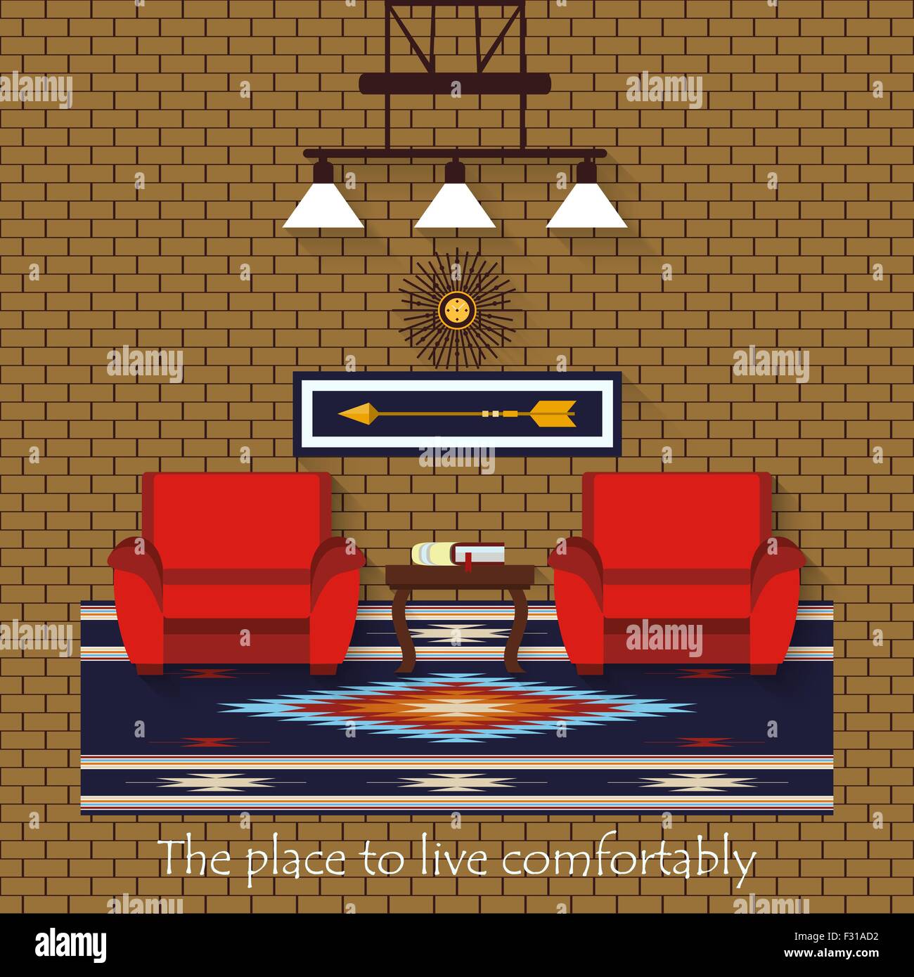 Interior of a living room. Flat design illustration Stock Vector Image ...
