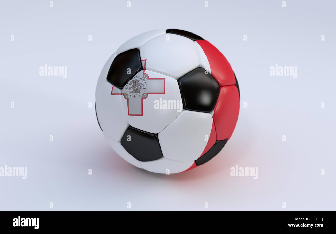Malta flag on soccer, football ball on white background Stock Photo Alamy