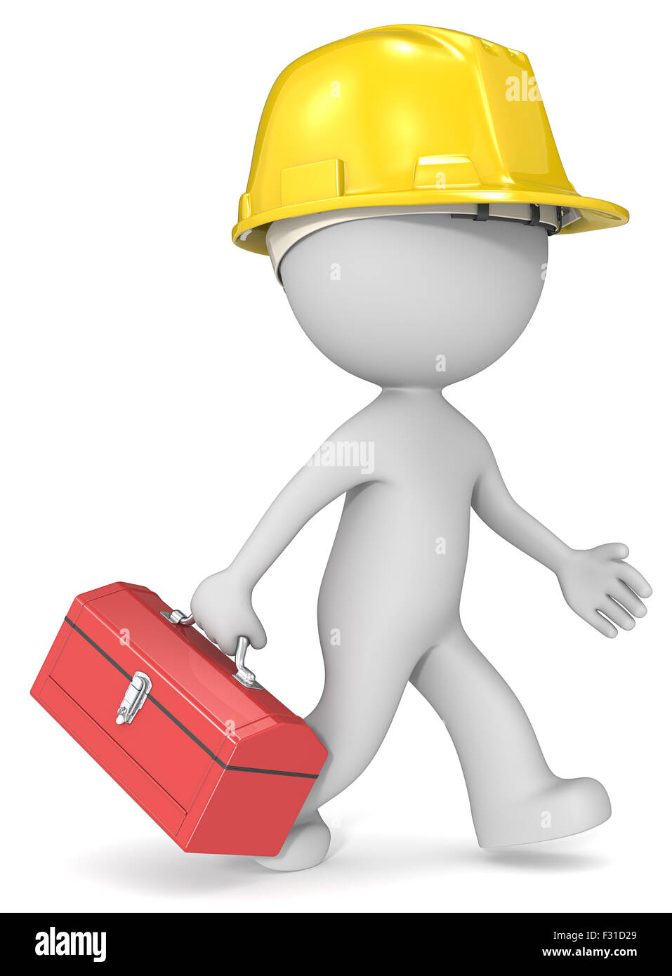 Dude 3D character the builder with toolbox and hardhat Stock Photo - Alamy