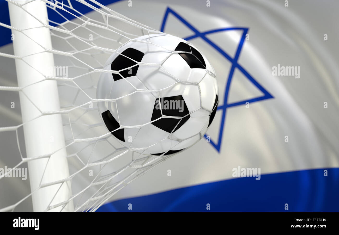 Israel flag and soccer ball, football in goal net Stock Photo - Alamy
