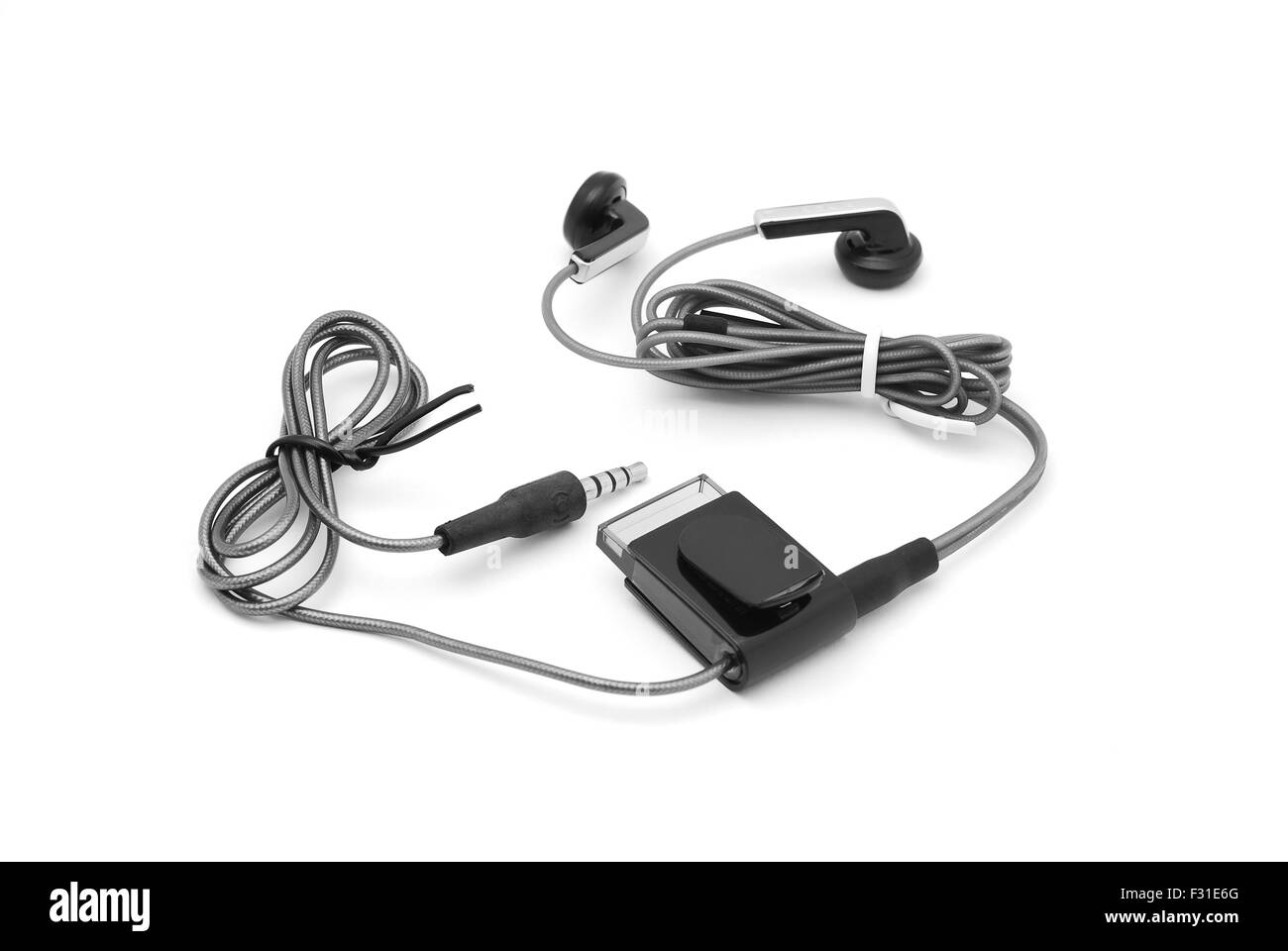 hands free earphones on white background Stock Photo