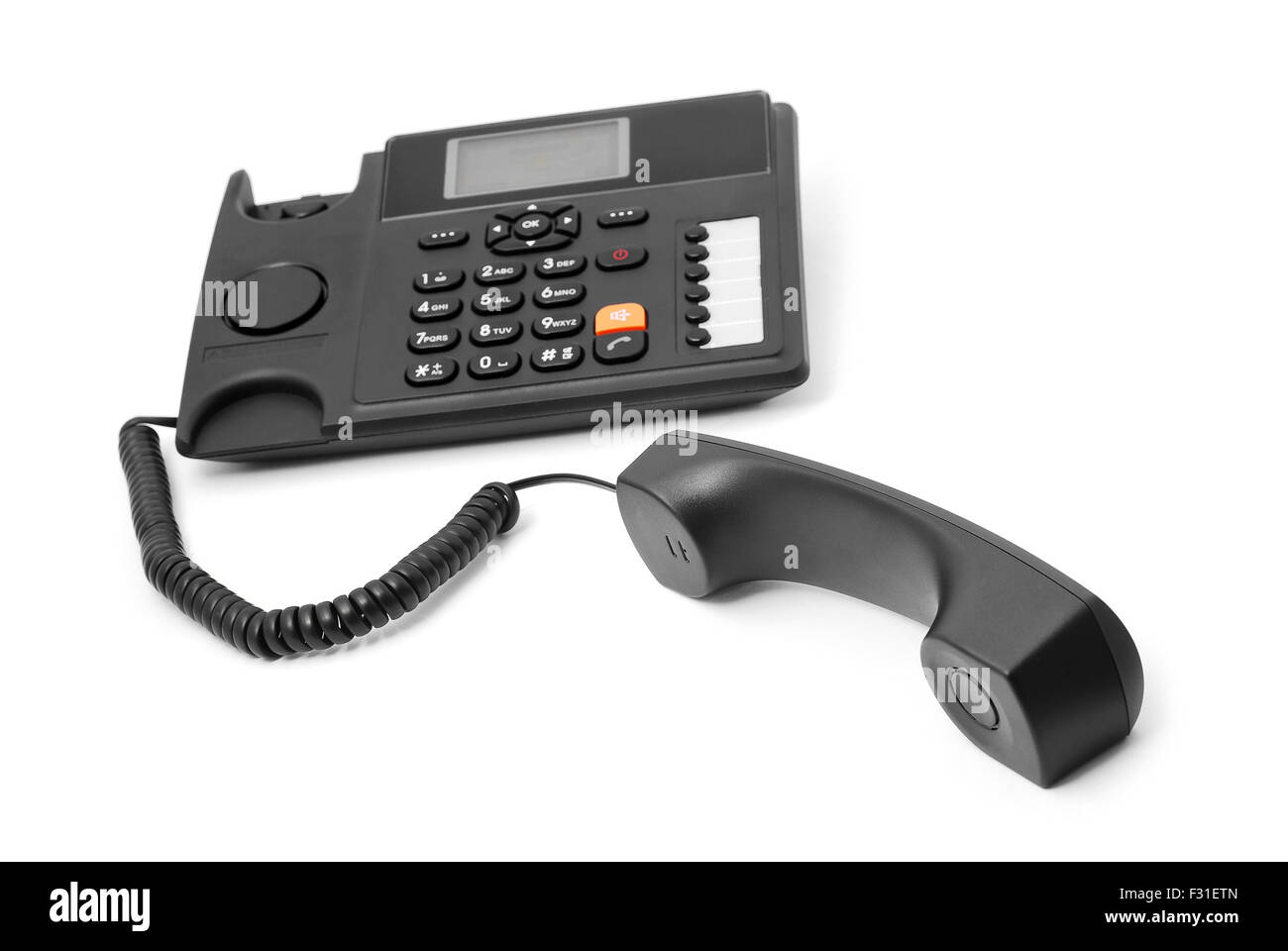 black office phone on white Stock Photo
