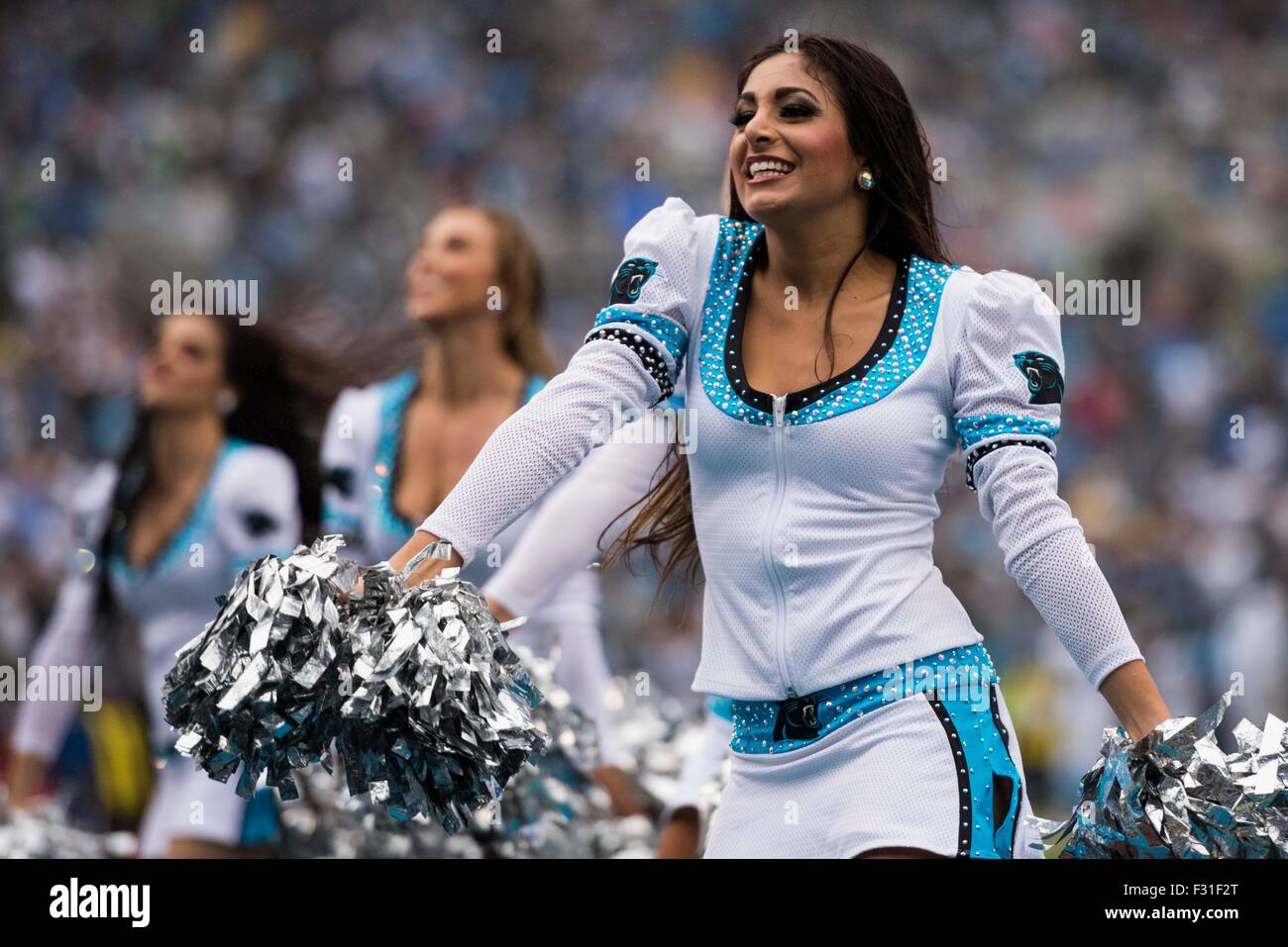 Carolina Panthers cheerleaders during the NFL football game between the New Orleans Saints and the Carolina Panthers on Sunday, Sep. 27, 2015 in Charlotte, NC. Jacob Kupferman/CSM Stock Photo