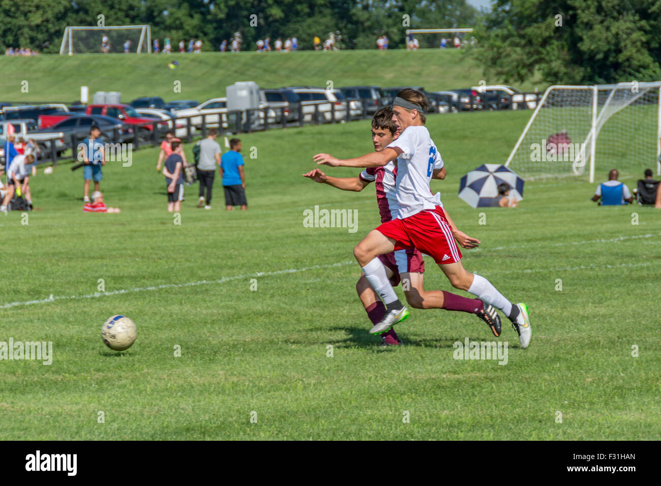American high school soccer game Stock Photo Alamy