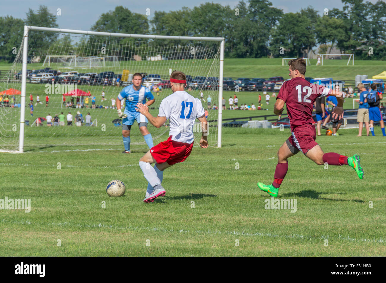 American high school soccer game Stock Photo Alamy