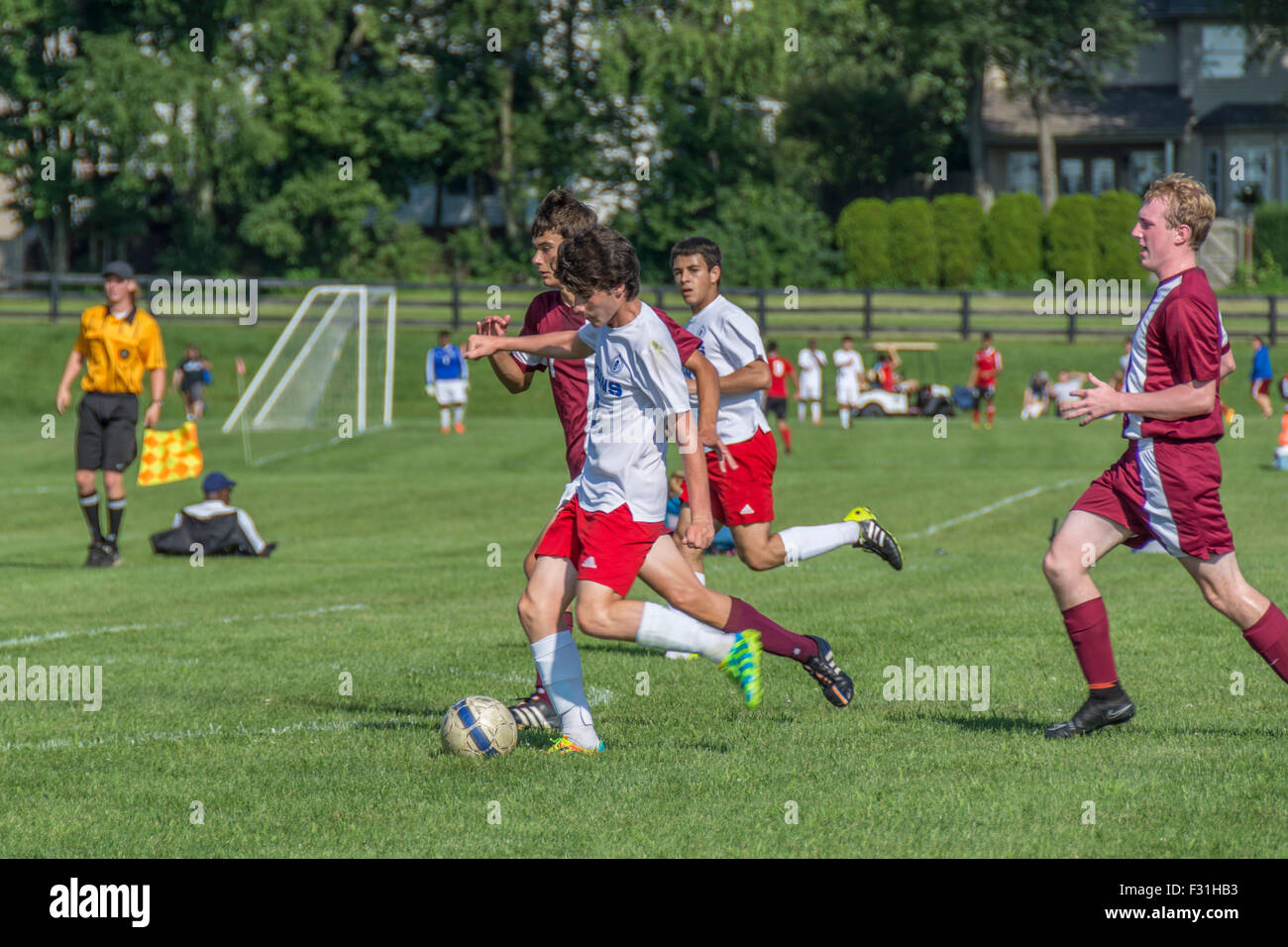 American high school soccer game Stock Photo Alamy