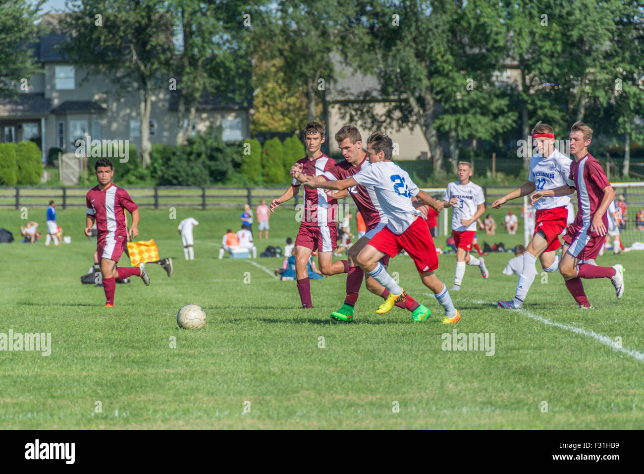 American high school soccer game Stock Photo Alamy