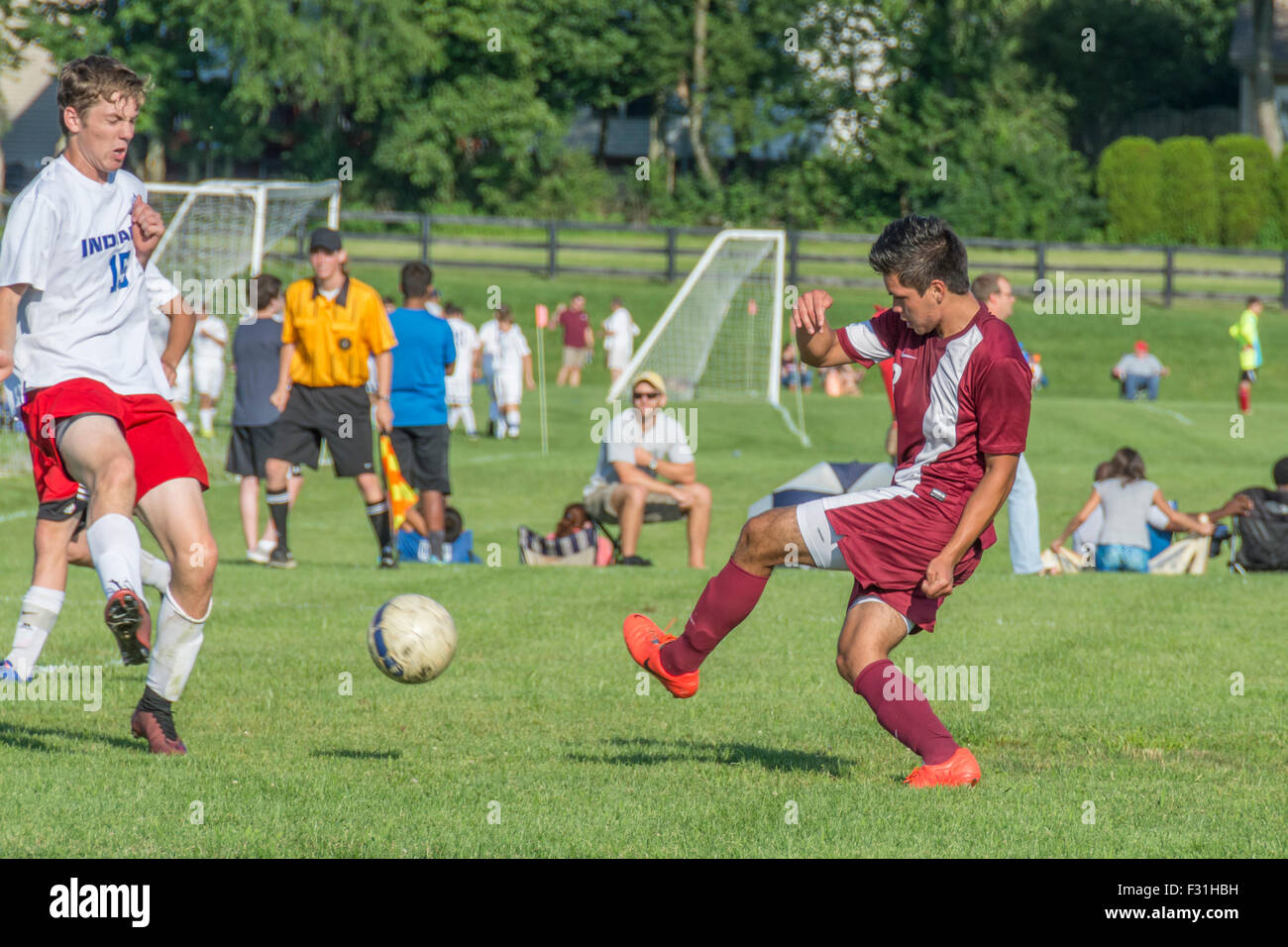 American high school soccer game Stock Photo Alamy