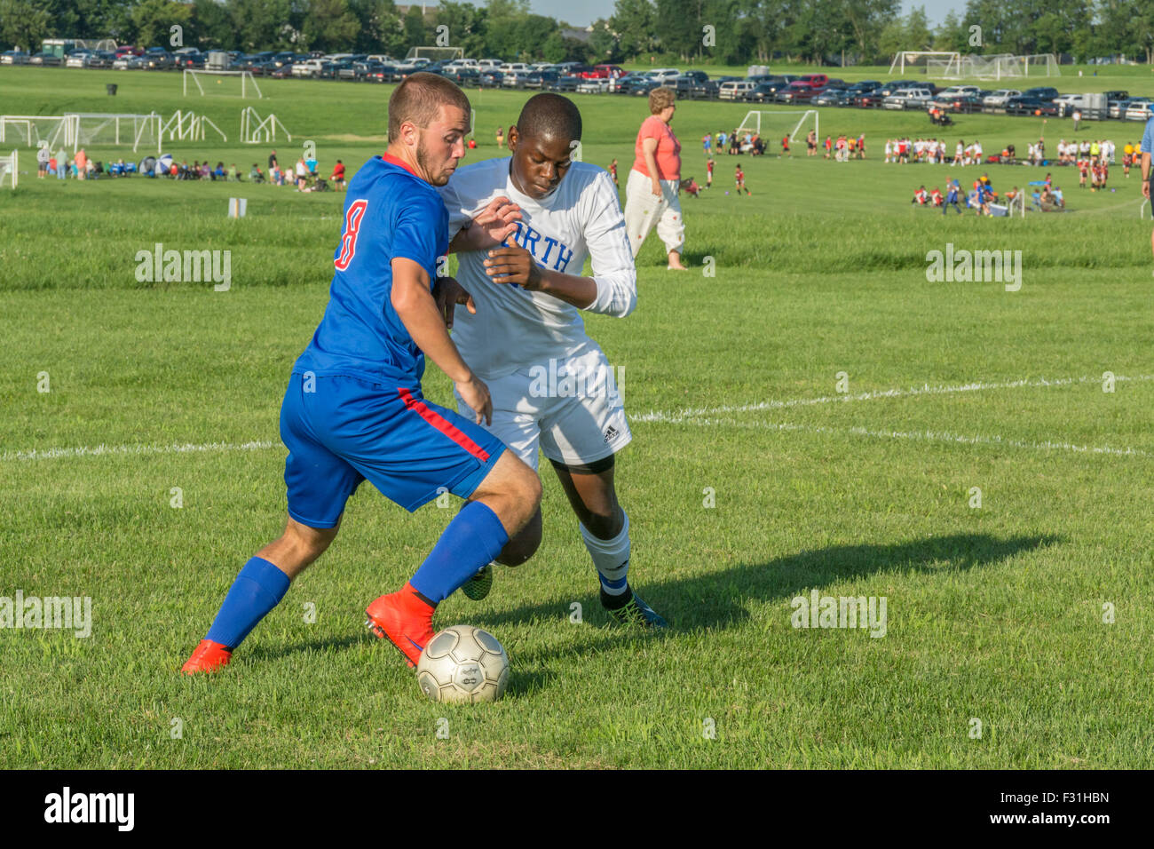 American high school soccer game Stock Photo