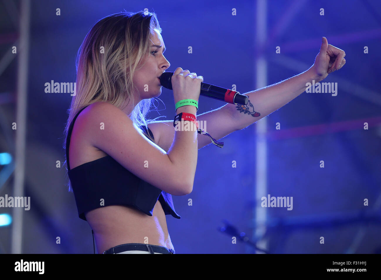 Day 3 of the inaugural Wayhome Music and Arts Festival at Burl's Creek Event Grounds located North of Toronto.  Featuring: Broods, Georgia Nott Where: Oro Medonte, Canada When: 27 Jul 2015 Stock Photo