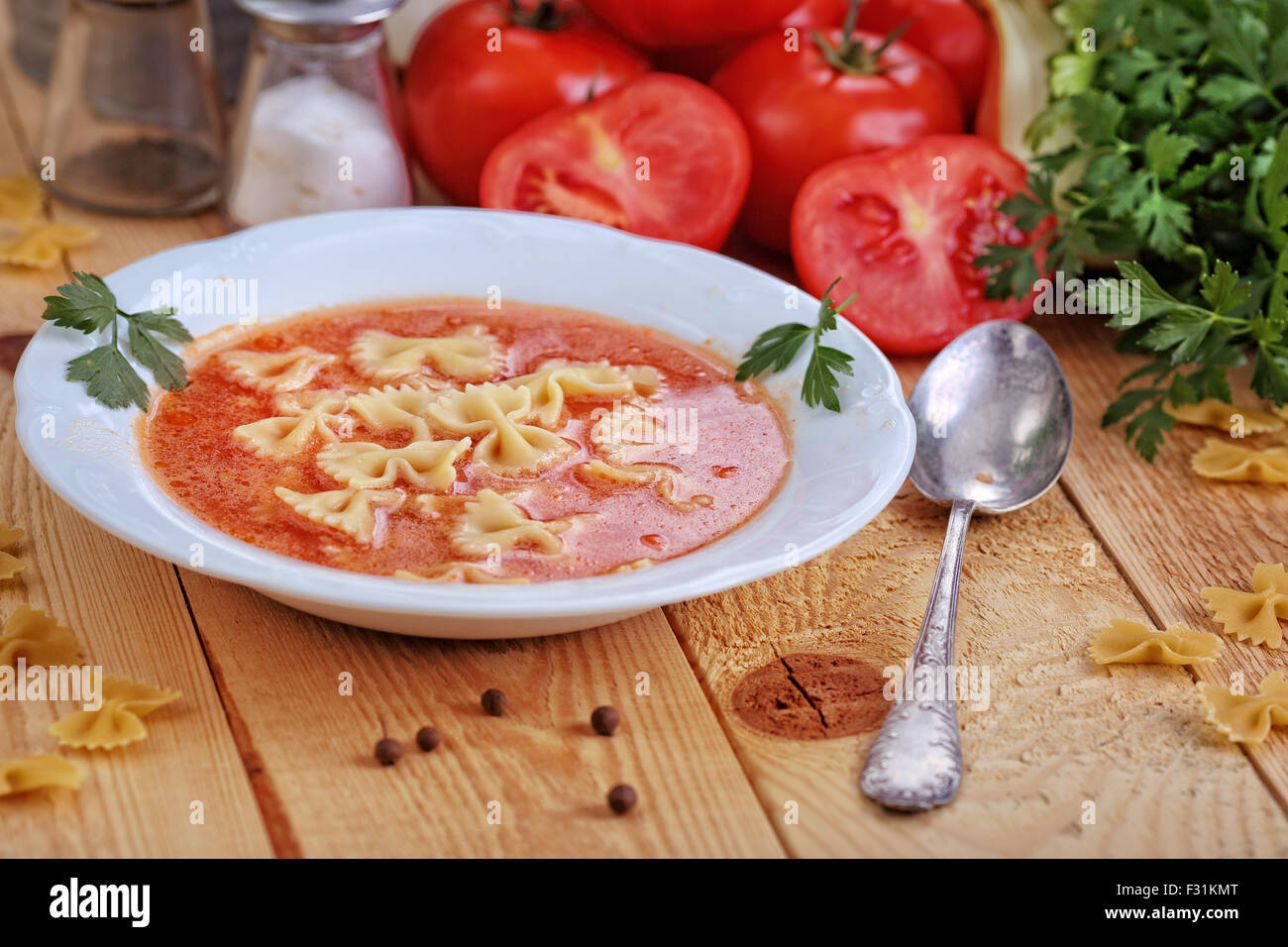 vegetarian tomato soup as a lunch Stock Photo