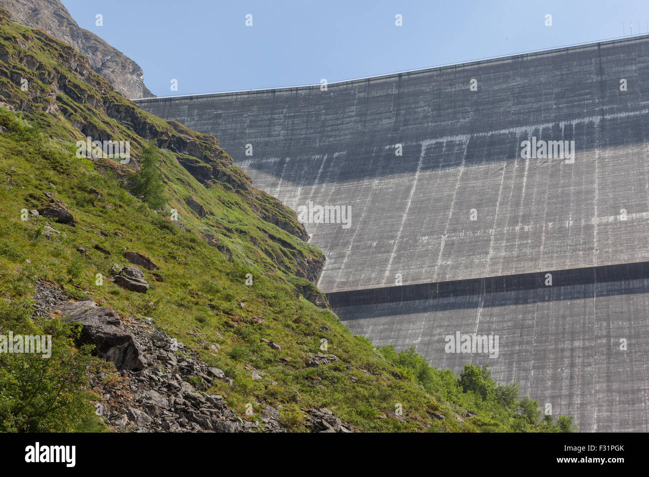 Dam Grande Dixence Worlds highest gravity dam Switzerland Stock