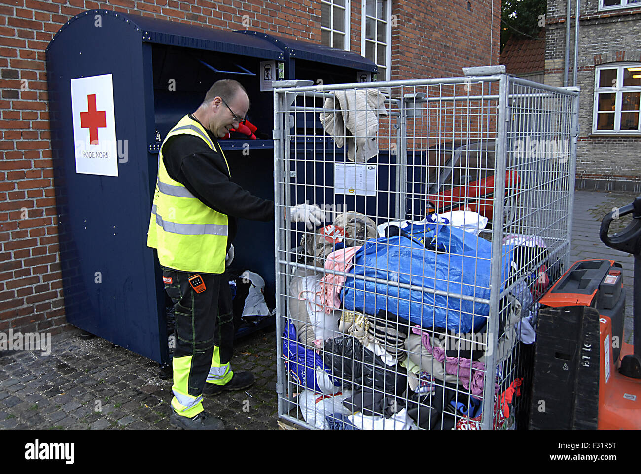 Copenhagen, Denmark. 28th September, 2015. Male from red cross empty ...
