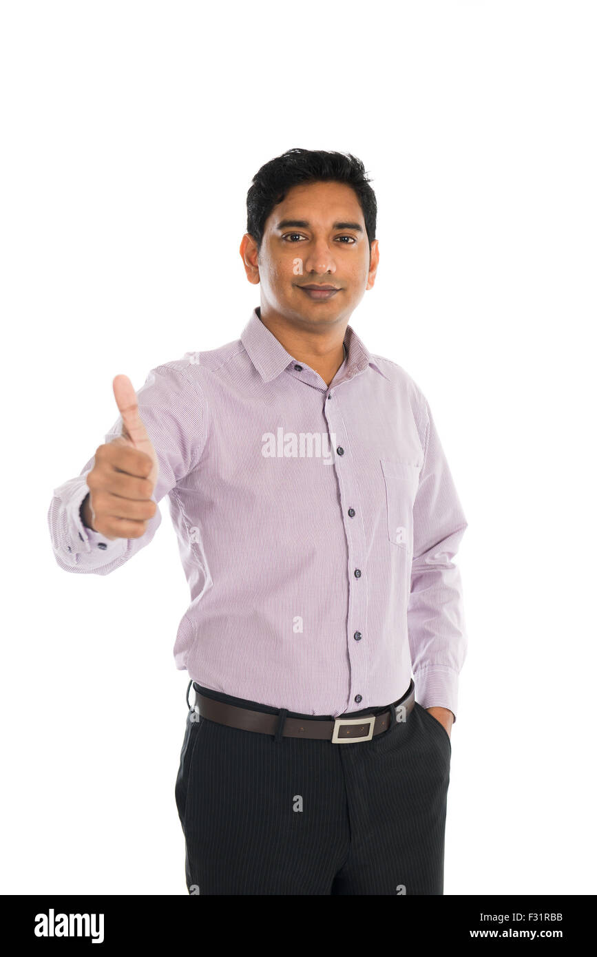 indian business male with thumbs up and smiling Stock Photo Alamy