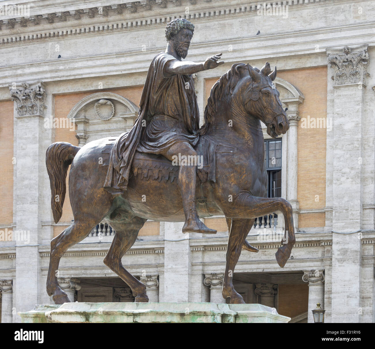 Equestrian statue of Marcus Aurelius, Capitoline Hill, Capitol, Rome, Lazio, Italy Stock Photo