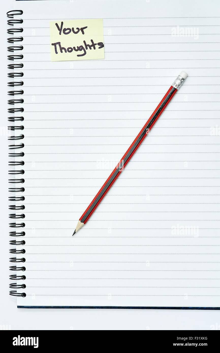 Spiral Bound Notebook Your Thoughts Pencil Eraser Stock Photo Alamy