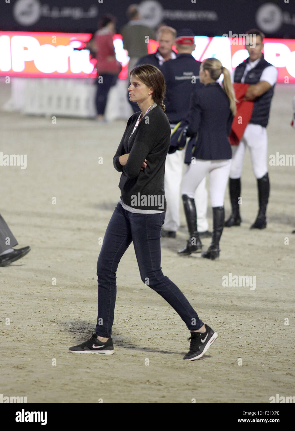 Barcelona, Spain. 25th Sep, 2015. BARCELONA, SPAIN - SEPTEMBER 25: Athina Onassis is seen during CSIO Barcelona 2015, 104th International Show Jumping on September 25, 2015 in Barcelona, Spain. Photo by Elkin Cabarcas/picture alliance © dpa/Alamy Live News Stock Photo