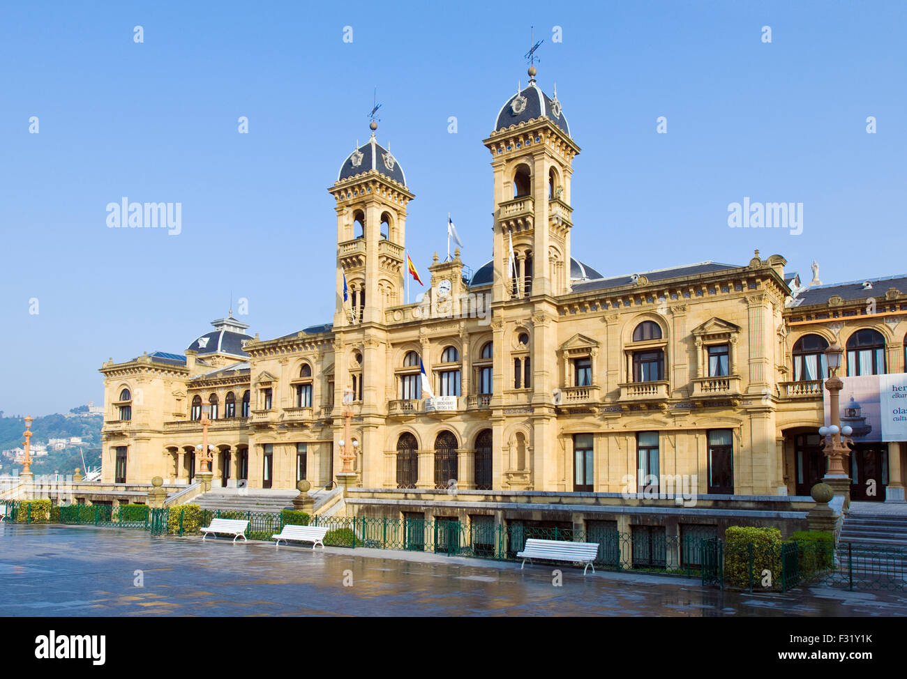 The Municipal Government Building and City Hall in San Sebastian Stock Photo