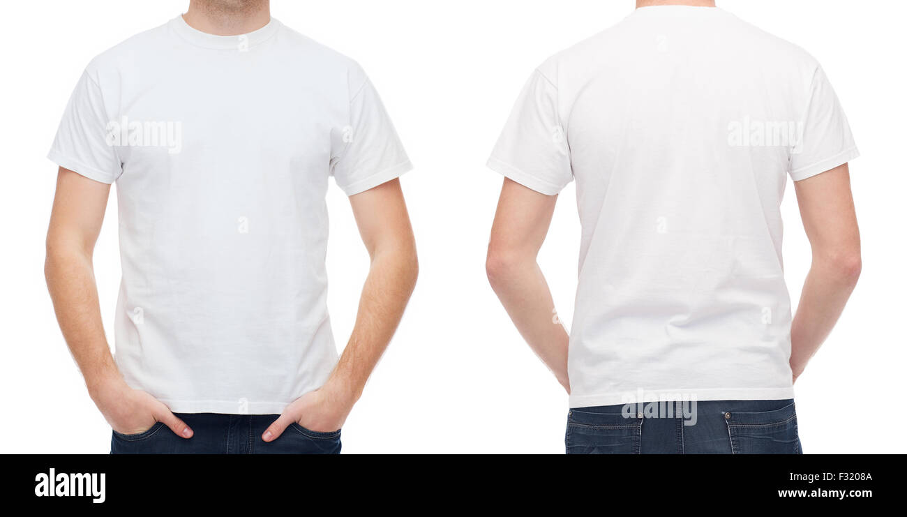 close up of young man in blank white t-shirt Stock Photo - Alamy