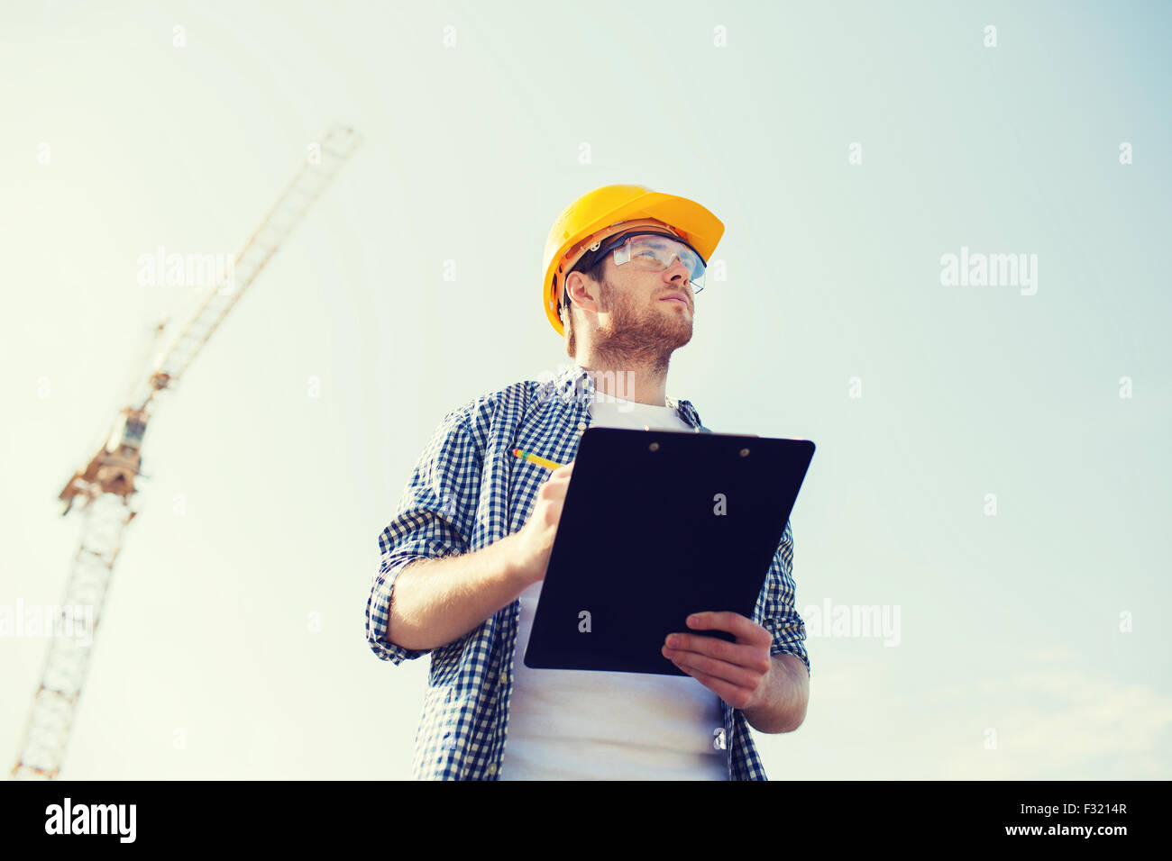 Builder man serious foreman hi-res stock photography and images - Alamy