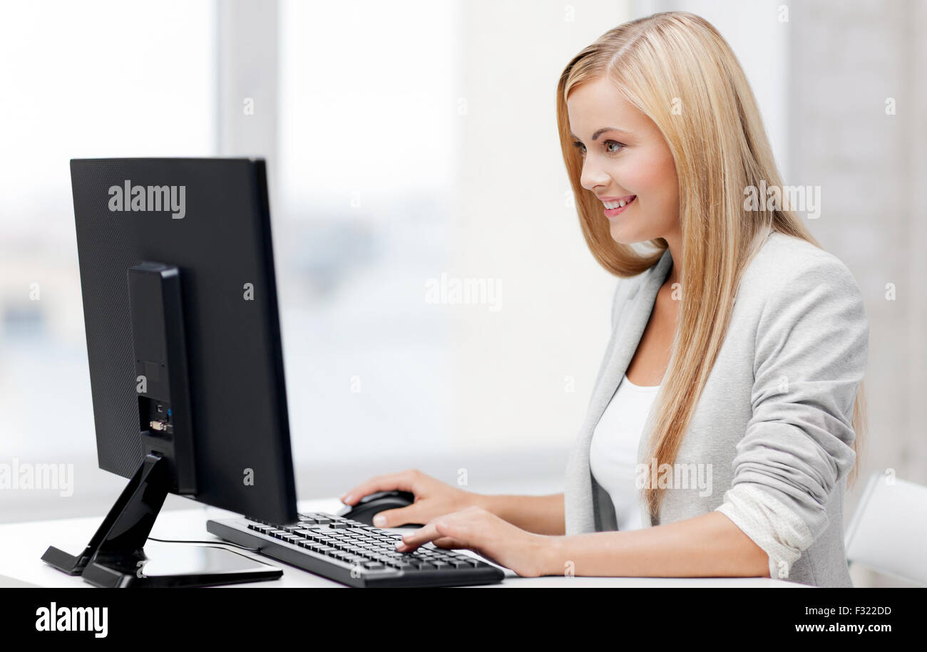 businesswoman with computer Stock Photo