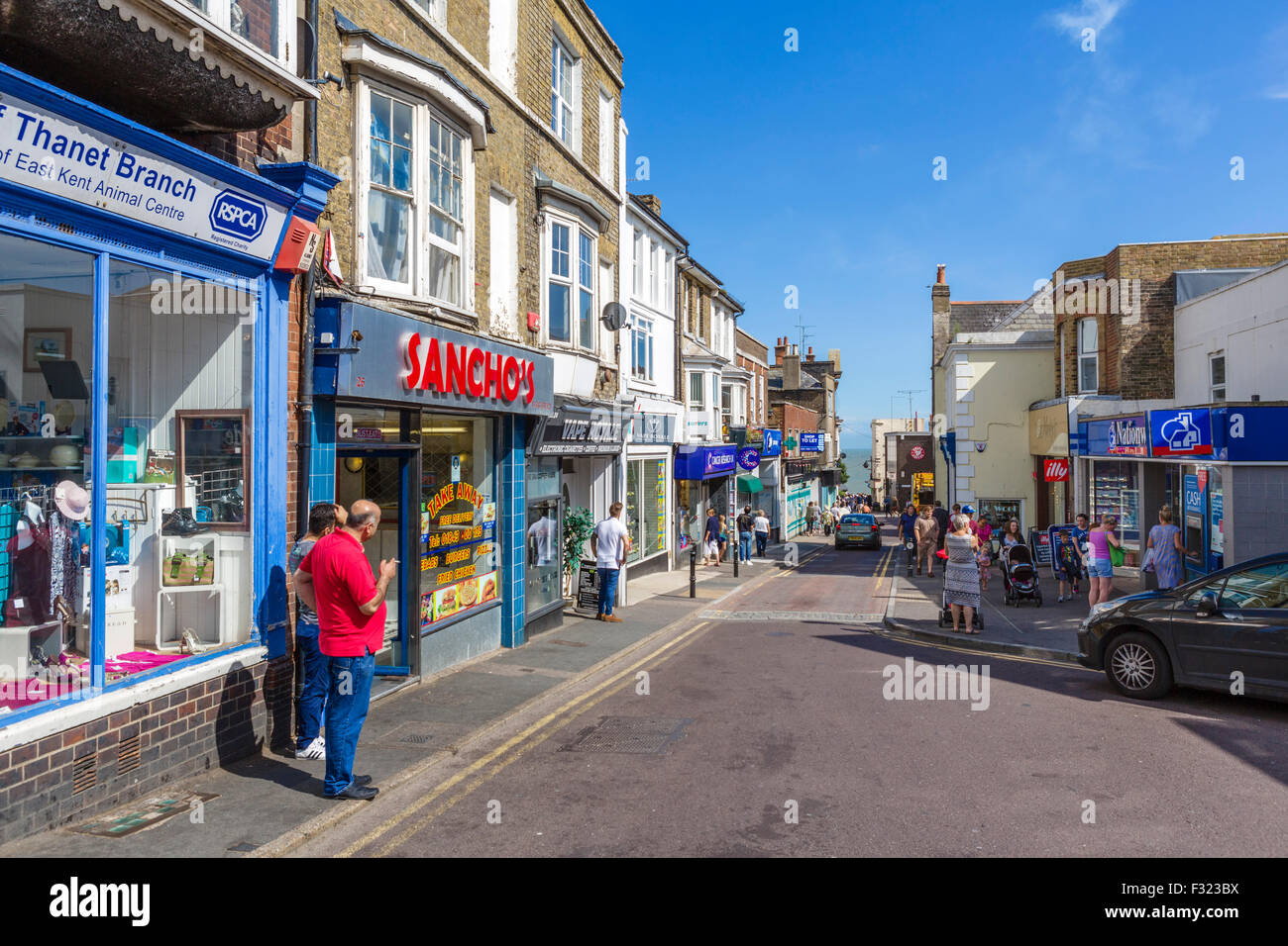 View down the High Street towards the sea, Broadstairs, Kent, England