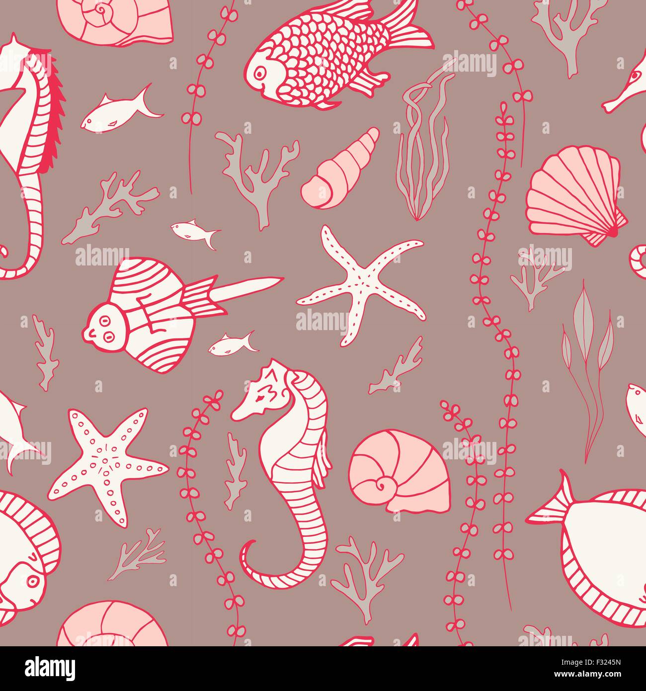 Seamless pattern with hand drawn fishes Stock Vector Image & Art - Alamy