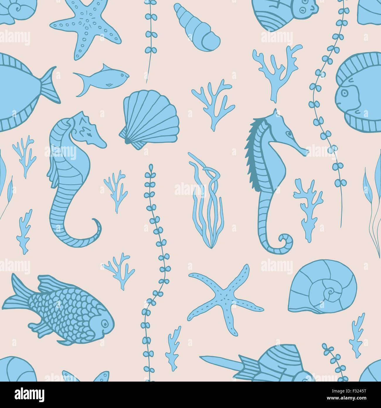 Seamless pattern with hand drawn fishes Stock Vector Image & Art - Alamy