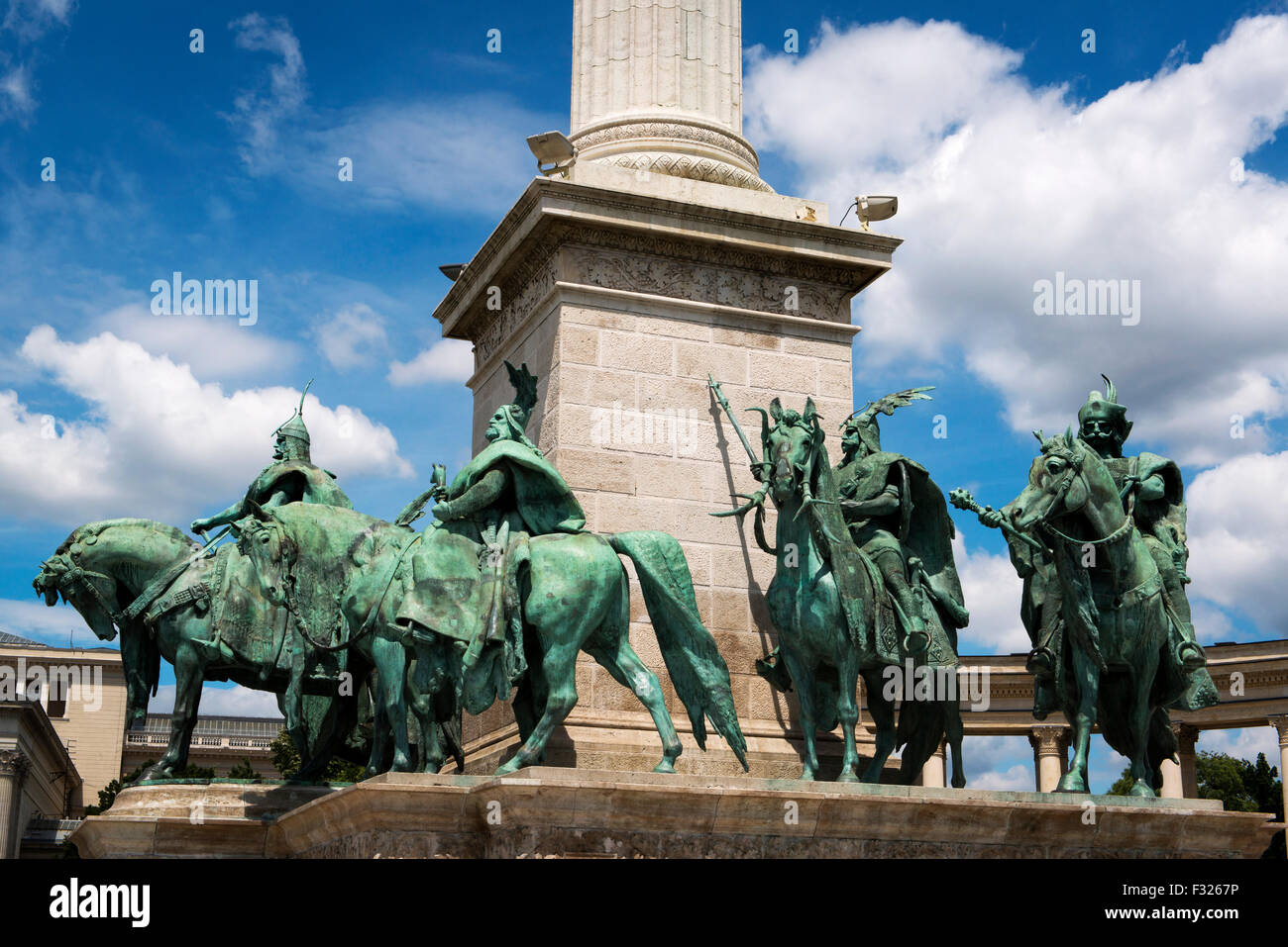 Heroes' Square, Hosok Tere, Magyar warriors, Budapest, Hungary Stock Photo