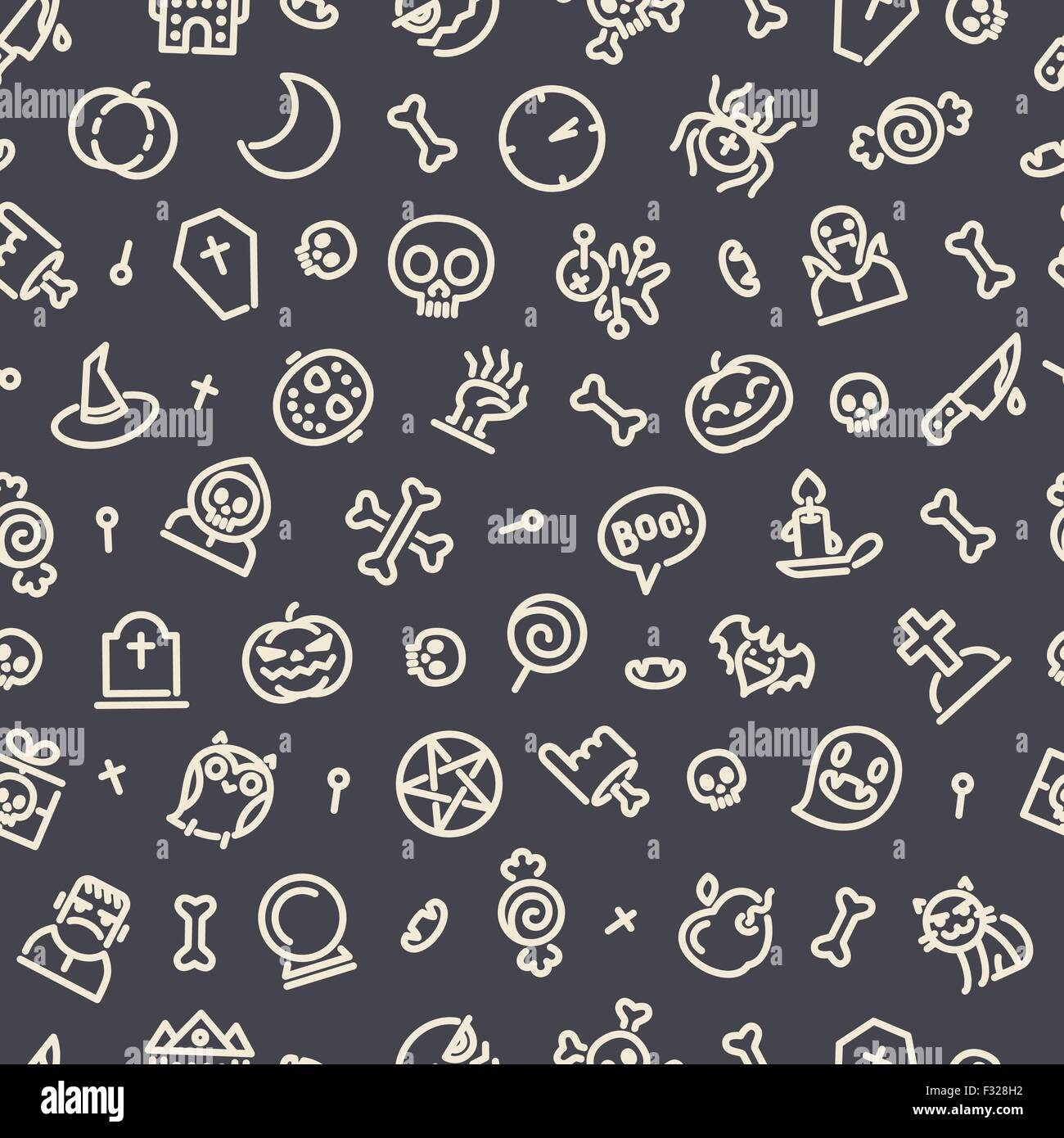 Halloween Seamless Pattern With Icons Dark Stock Vector Image & Art - Alamy