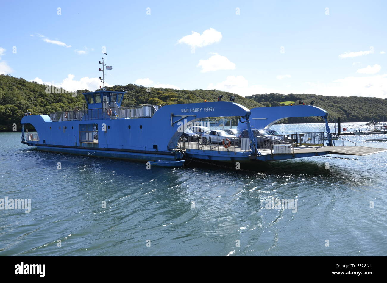 The King Harry car and passenger ferry on the river Fal between Philleigh and Trelisick in Cornwall Stock Photo