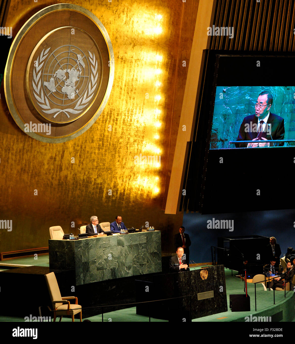 New York, USA. 28th Sep, 2015. United Nations Secretary General Ban Ki ...