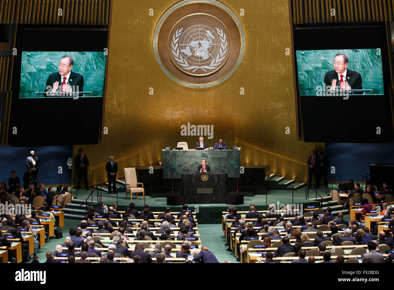 New York, USA. 28th Sep, 2015. United Nations Secretary General Ban Ki ...