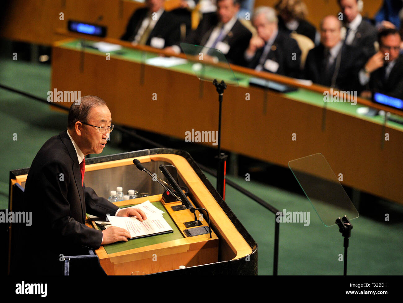 New York, USA. 28th Sep, 2015. United Nations Secretary General Ban Ki ...