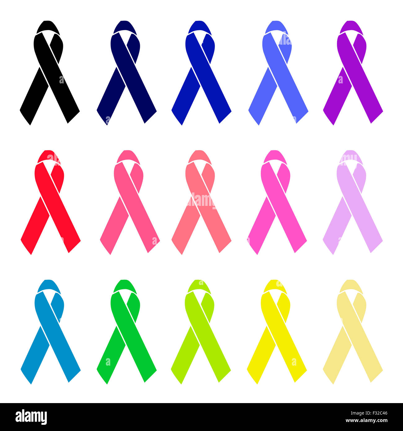 Illustration of basic awareness ribbons single colours Stock Photo