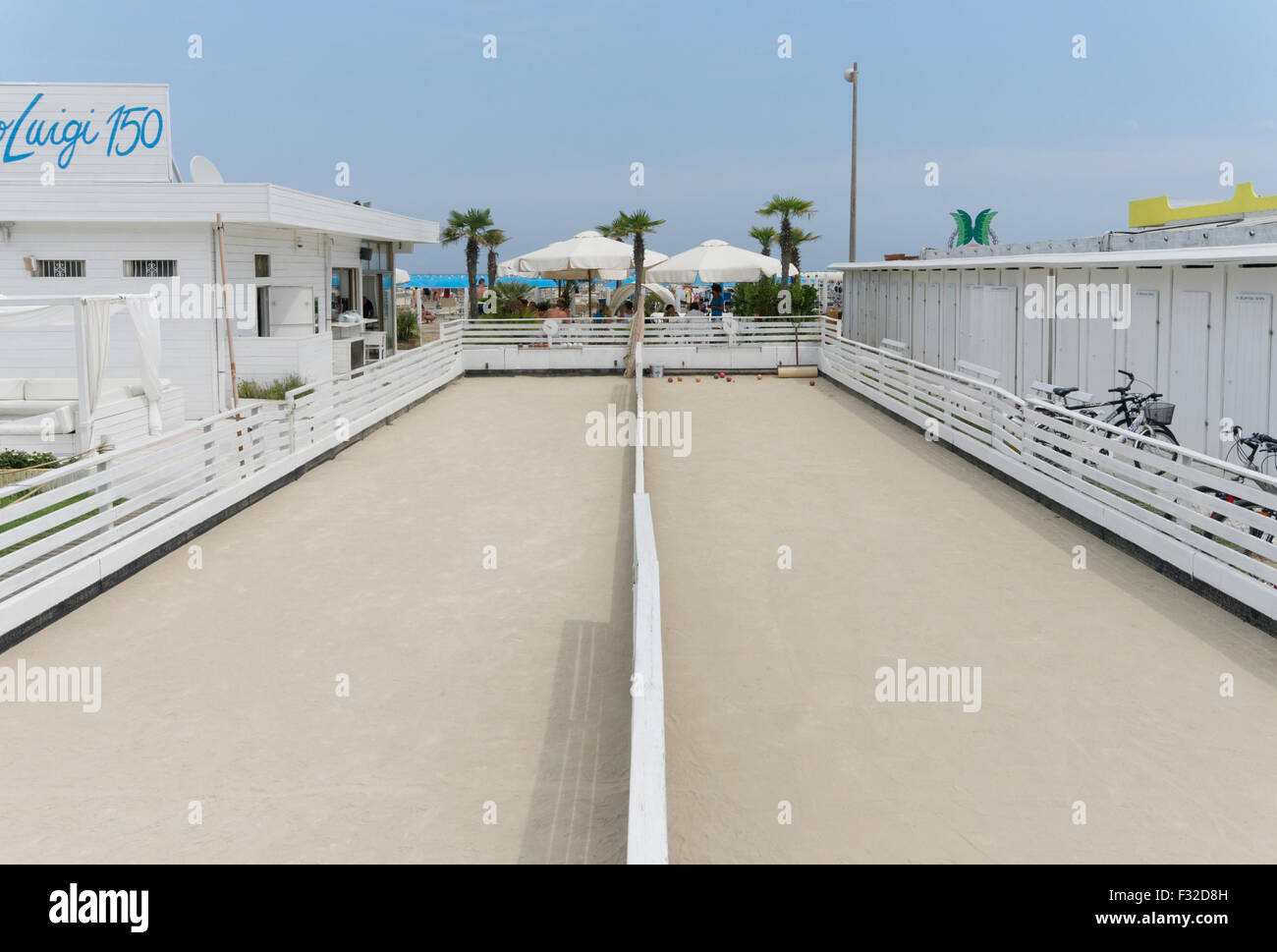 Bowls (bocce) game at the beach, Cervia, Italy Stock Photo