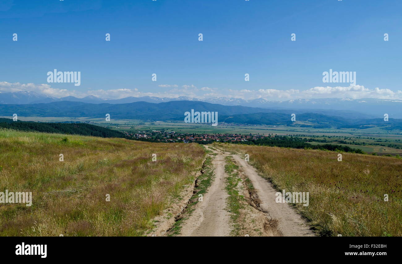 Landscape  of mountain Plana and beautiful village Alino, Bulgaria Stock Photo